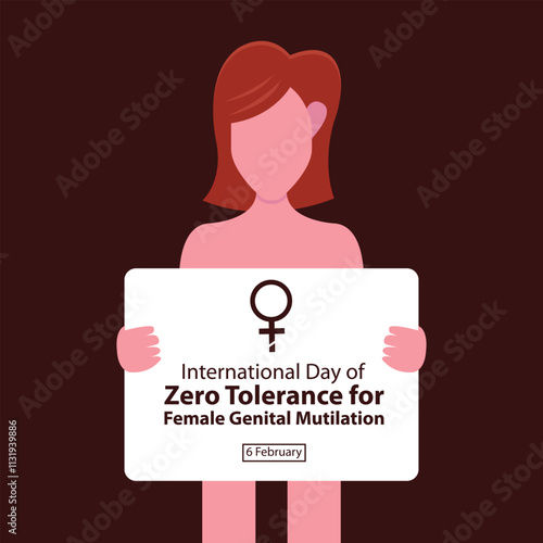 illustration vector graphic of a topless woman holds a warning sign, perfect for international day, zero tolerance, female genital mutilation, celebrate, greeting card, etc.