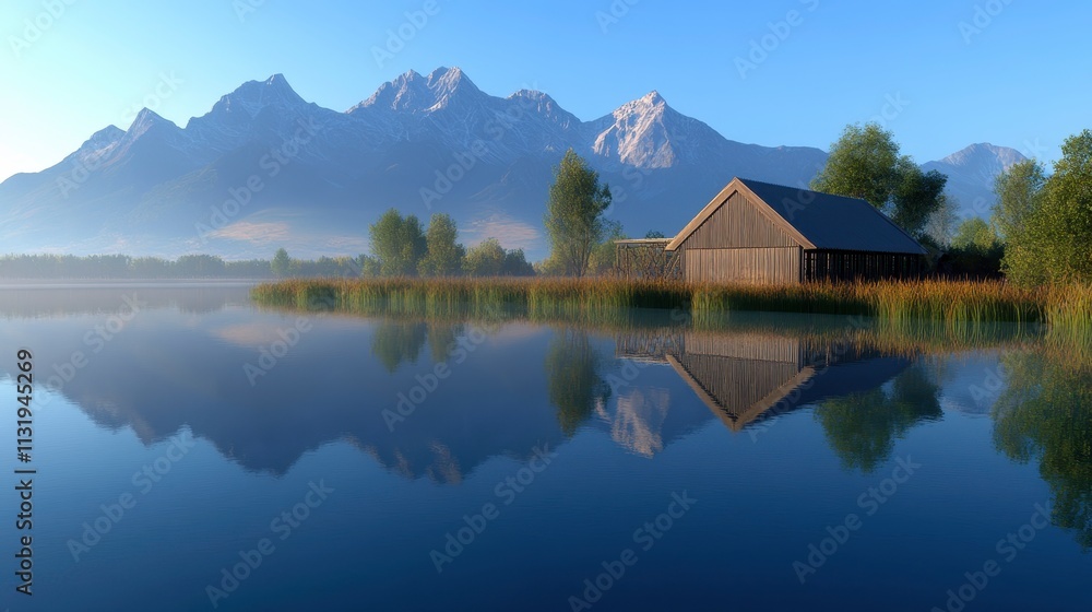 Obraz premium Tranquil Mountain Reflections at Dawn