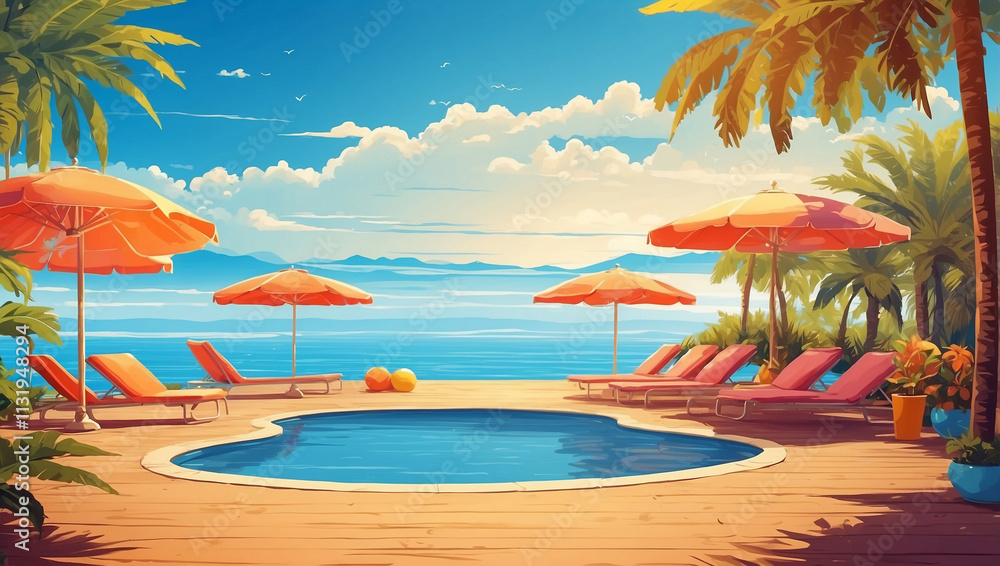 Fototapeta premium Beach Pool Party at a Club