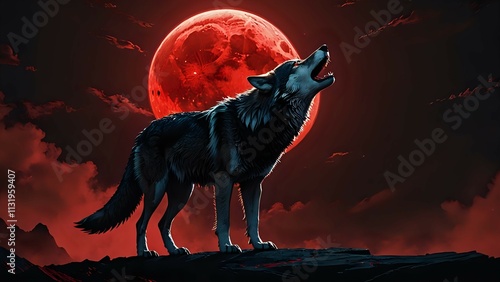 wolf and moon 02 photo