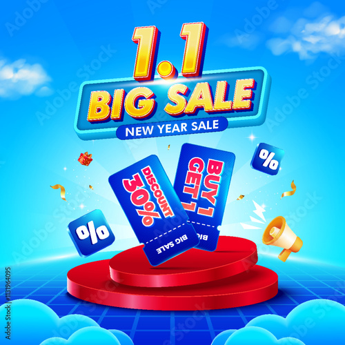 1.1 new year sale, shopping day event