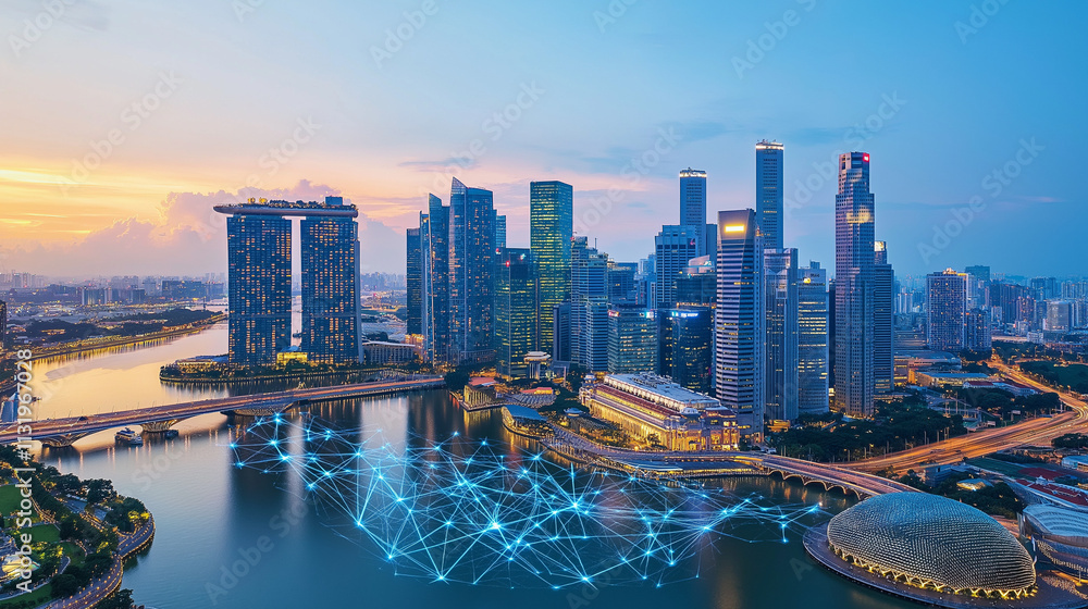 Fototapeta premium Digital transformation strategy adoption in urban environments exploring modern business landscapes