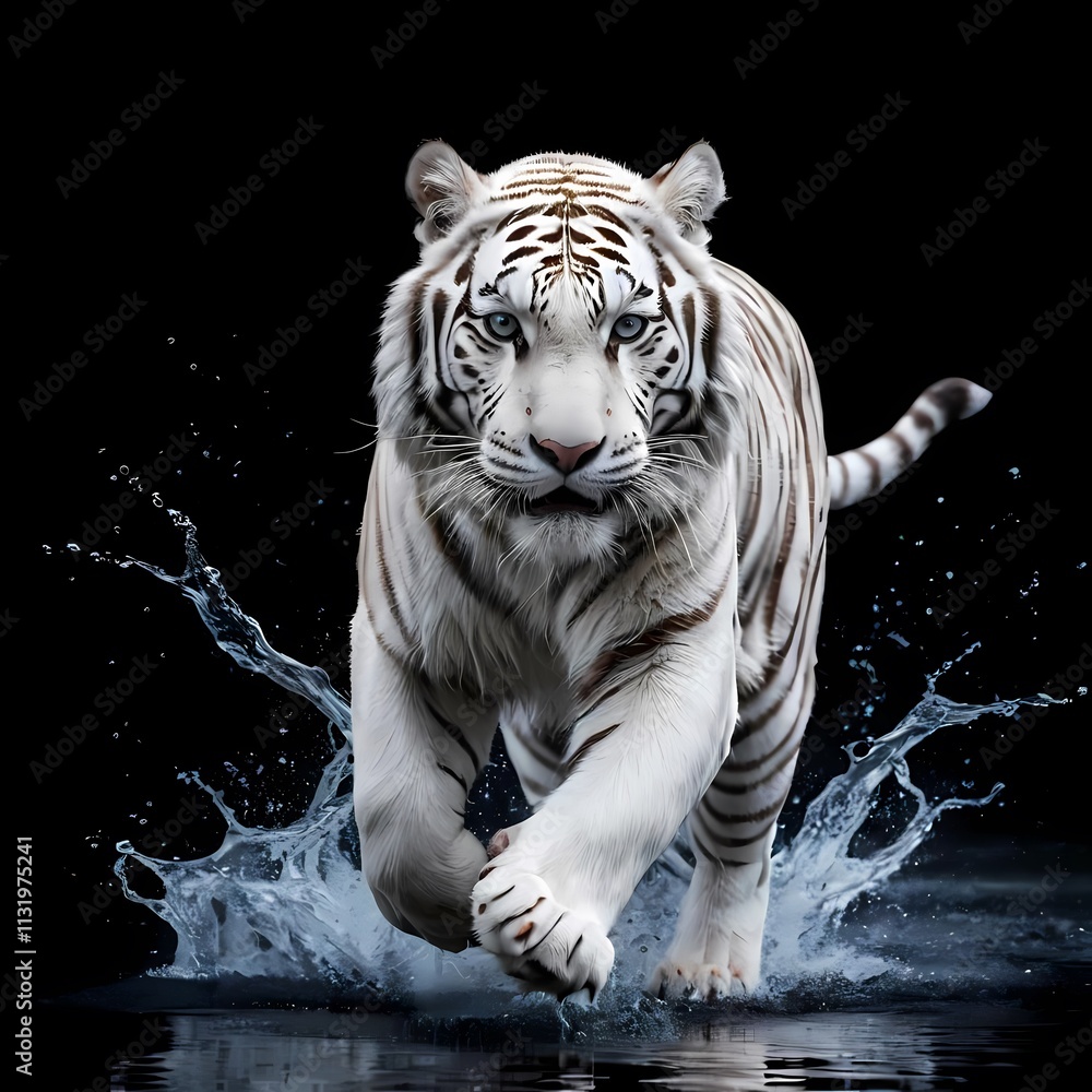 Obraz premium white tiger on black