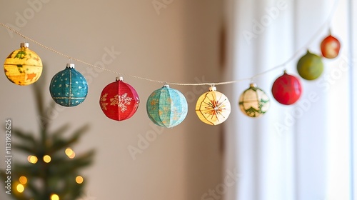 Garland Silhouette with Cultural Ornaments for Christmas, Cultural Ornament CollectionChristmas day, New Year's Eve, Happy New Year  photo