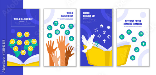 Flat Cartoon Style Social Media Stories for World Religion Day