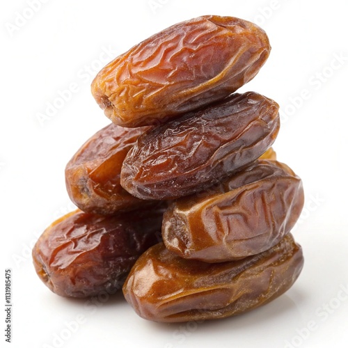 Pile of tasty dry dates on isolated white background.