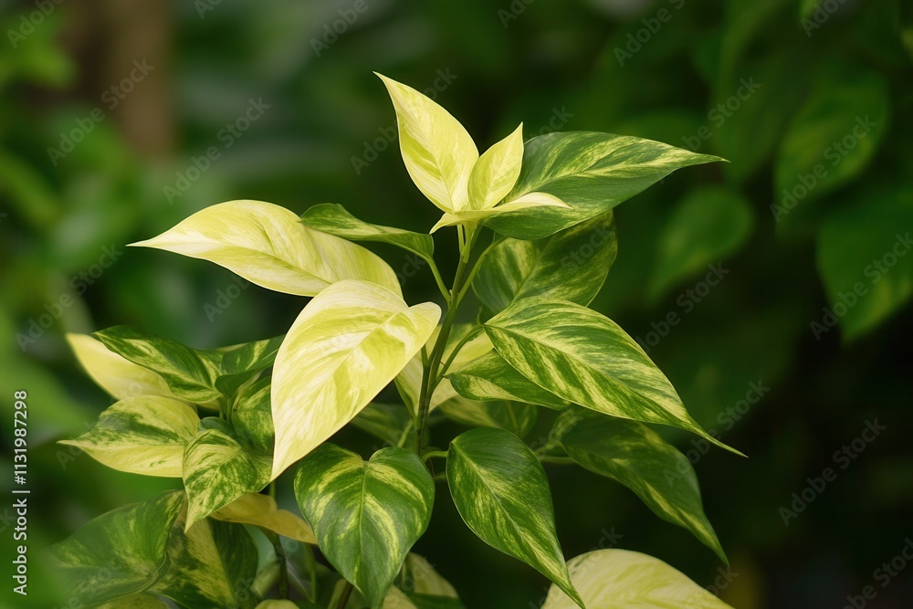 Obraz premium A vibrant green and yellow plant with glossy leaves.