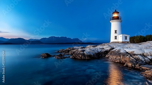 Wallpaper Mural serene lighthouse at dusk, coastal landscape - coastal/ocean photog. Torontodigital.ca
