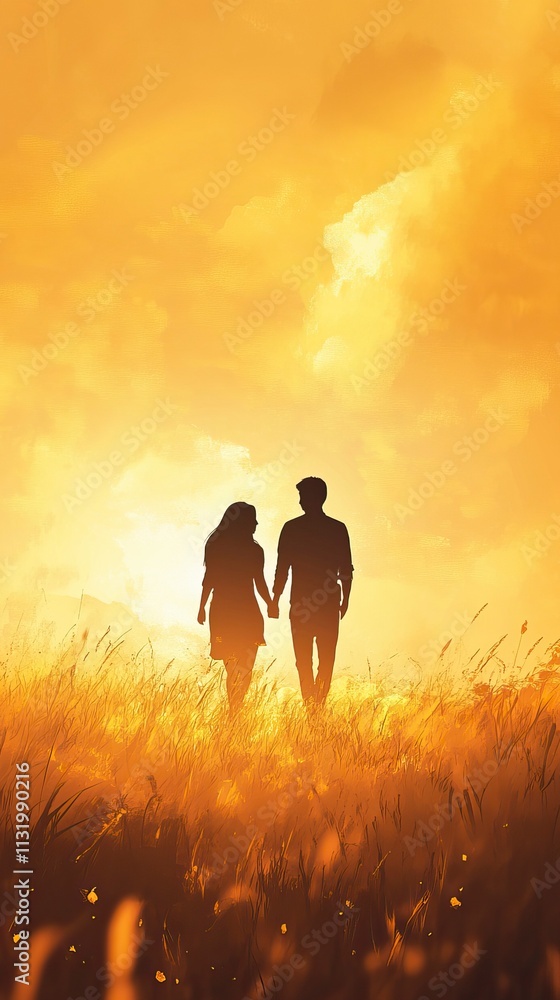 Fototapeta premium Golden Hour Outdoor Scene Vector Illustration, Golden Hour Outdoor Photography, Happy New Year, New year eve, Happy Christmas 
