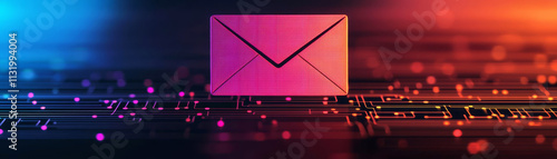 Vibrant envelope sticker representing email marketing in a colorful digital setting photo