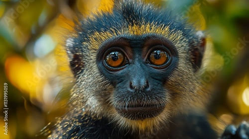 Closeup Portrait of an Adorable Monkey in the African Jungle photo