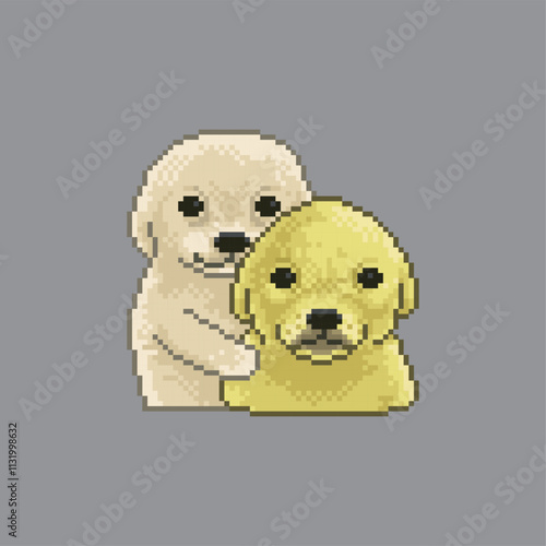 Dog friends, pixel art meme