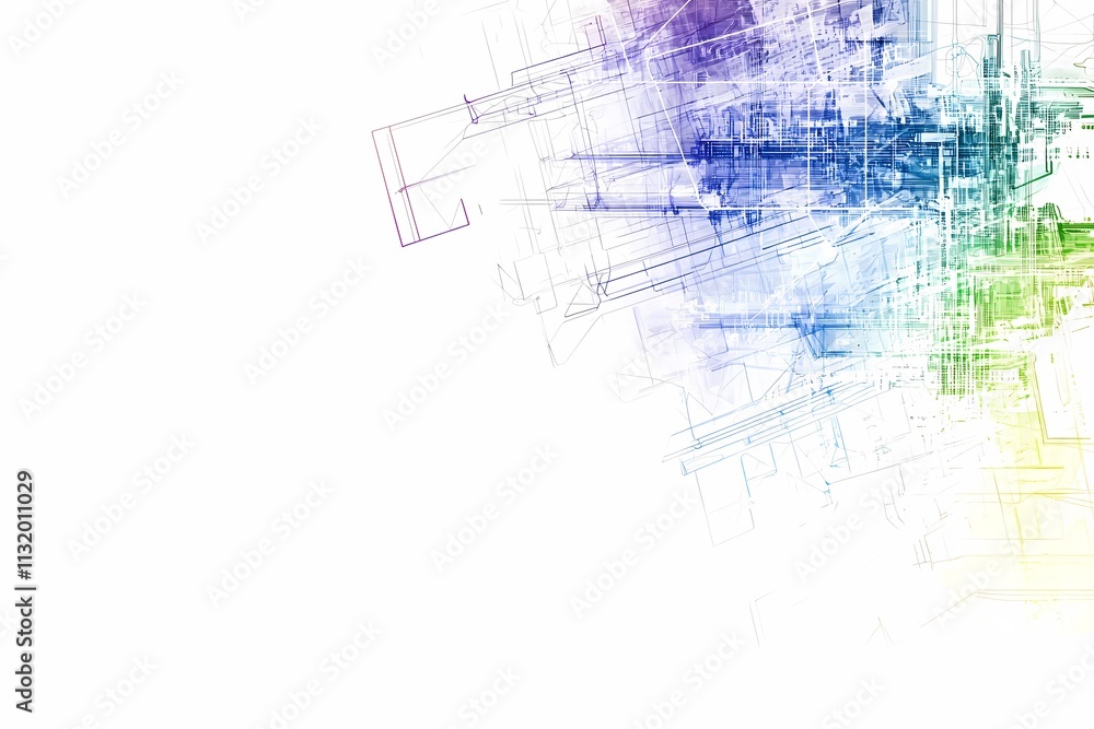 Fototapeta premium Abstract Colorful Architecture Blueprint Design with Technical Lines