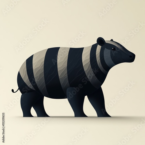 Stylized illustration of a striped tapir. photo