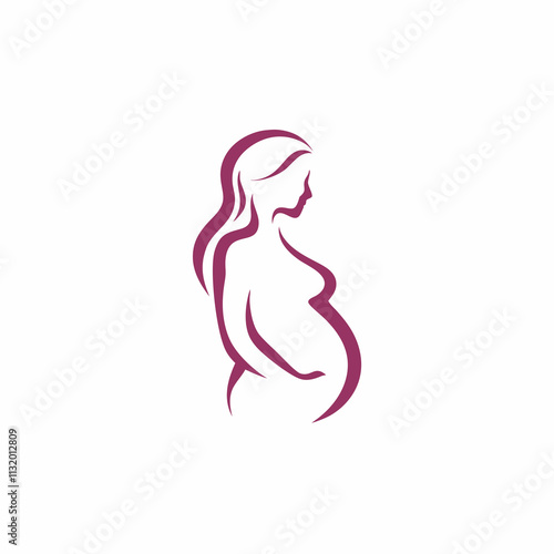 Elegant Pregnant Woman Silhouette for Maternity Branding.