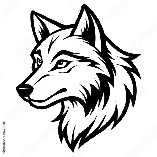 Hand-Drawn Wolf Face  Sketch Icon. photo