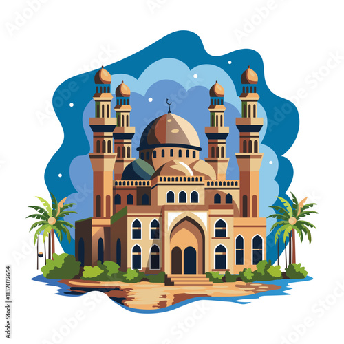 Muslim sanctuary flat style illustration