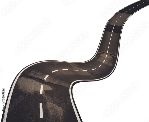 High-Quality PNG asphalt road, curve highway, 3d illustration. Isolated on White Background – High Resolution photo