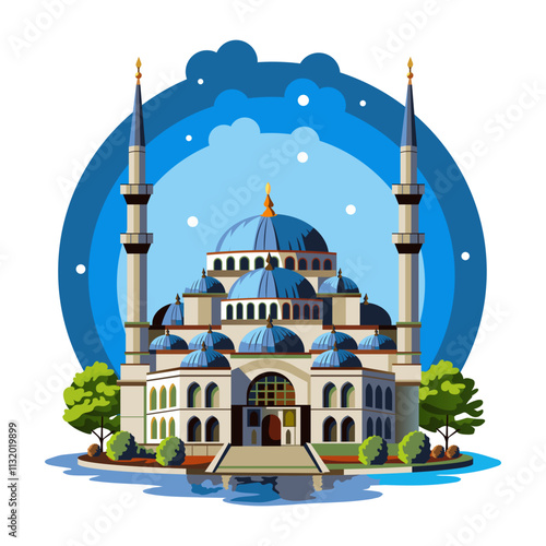 Hagia sophia istanbul mosque, flat illustration 