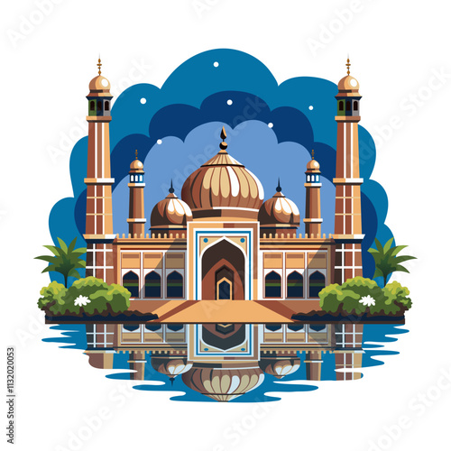 A flat illustration of famous jama masjid 