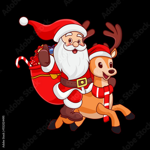 santa claus with gifts clipart