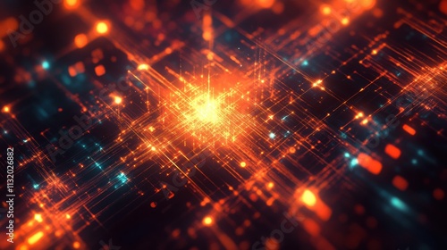 Wallpaper Mural Abstract digital fractal with repeating geometric shapes in glowing, vibrant tones Torontodigital.ca