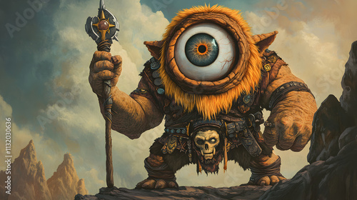 Cyclops, the one eyed giant of greek mythology. Giant Cyclops. Illustration  photo