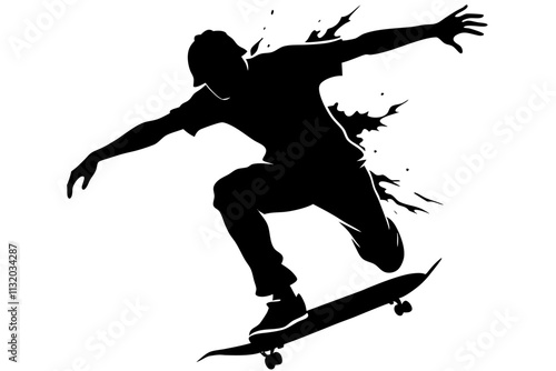 Black silhouette of skateboarders.