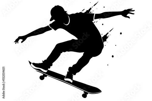 Black silhouette of skateboarders.