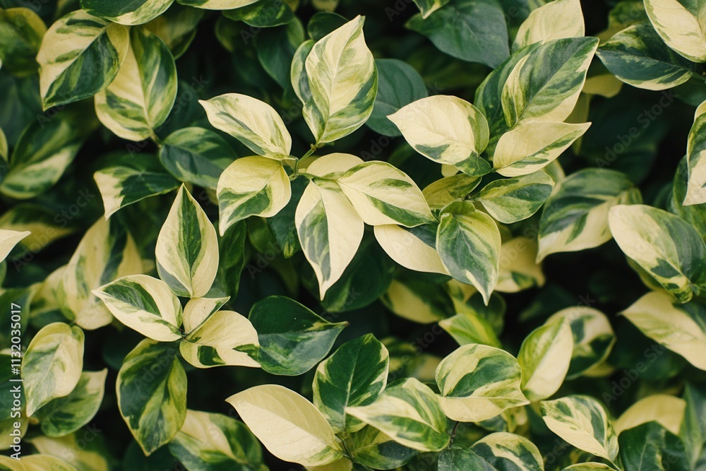 Obraz premium Lush green and variegated leaves in a dense arrangement.