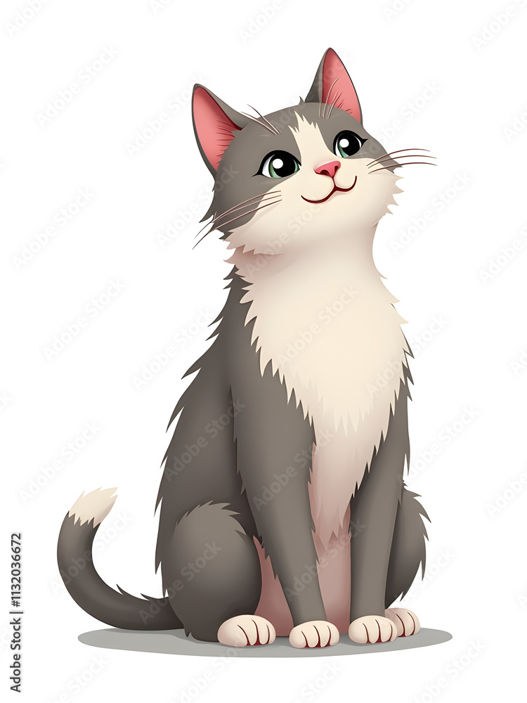 Obraz premium Adorable domestic cute cat isolated on white background.