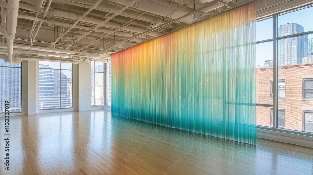 Obraz premium Brightly Colored Sheer Curtains in Modern Urban Space