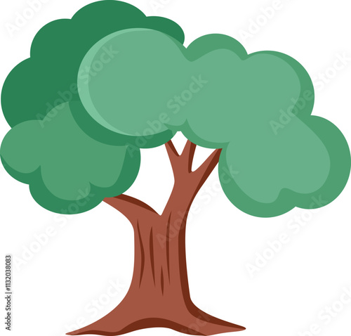 Vector Tree with Green Leaves on White Background Icon Design. Eco icon of a forest tree growing naturally 
