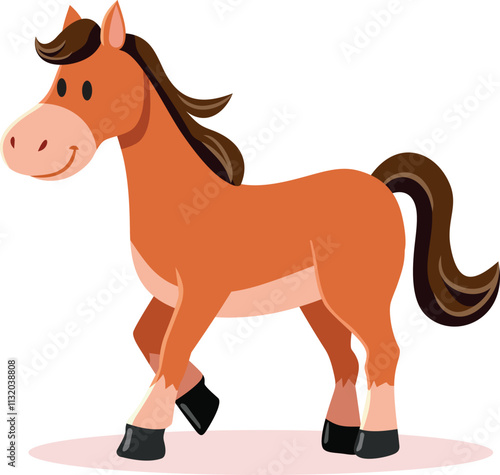 Horse Cartoon Animal Vector Illustration Character Mascot. Farm animal icon isolated on white background design 
