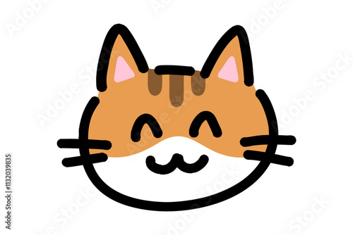 にこにこ笑顔の猫の手描きイラスト