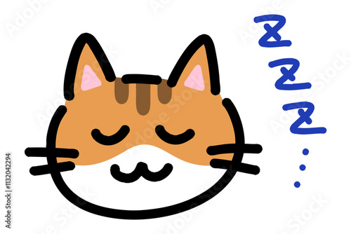 眠る手書きの猫のイラスト