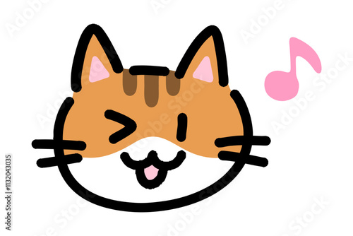 ウインクしてご機嫌な手描きの猫のイラスト