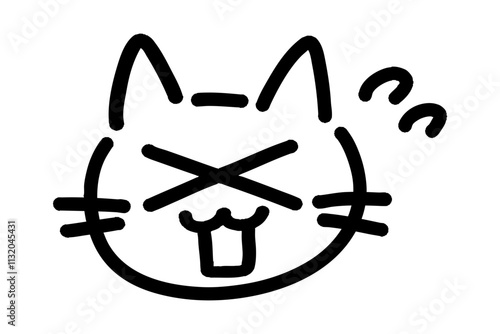失敗して焦る猫の手描きイラスト