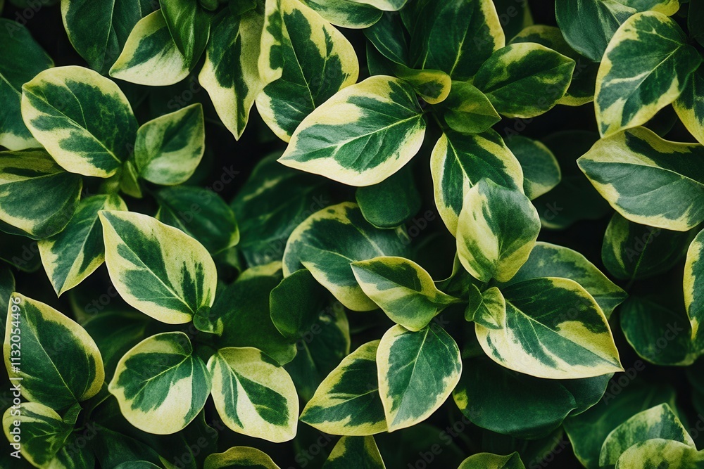 Obraz premium Lush green leaves with variegated patterns.