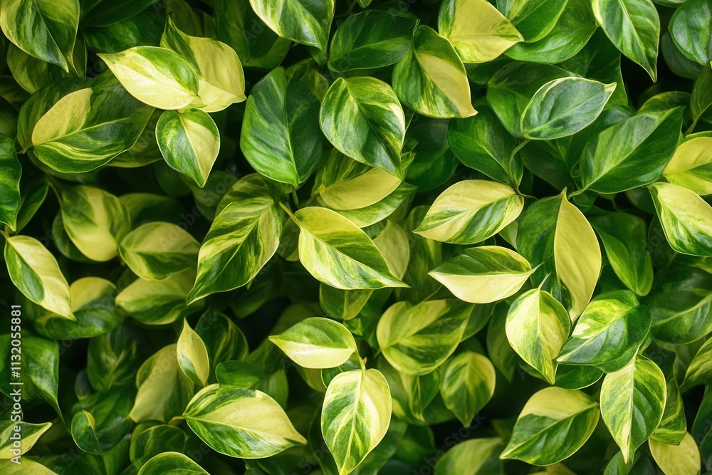 Fototapeta premium Lush green leaves with varying shades and patterns.