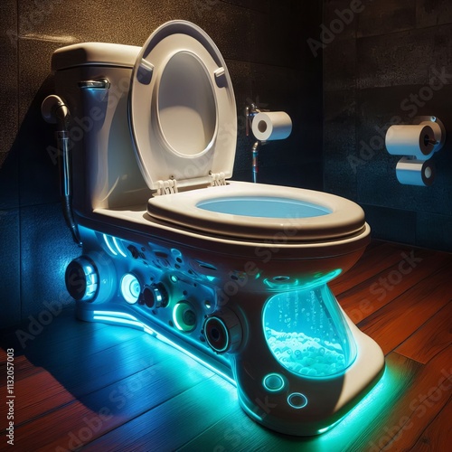 A toilet that looks like a mini submarine with a waterproof comp photo