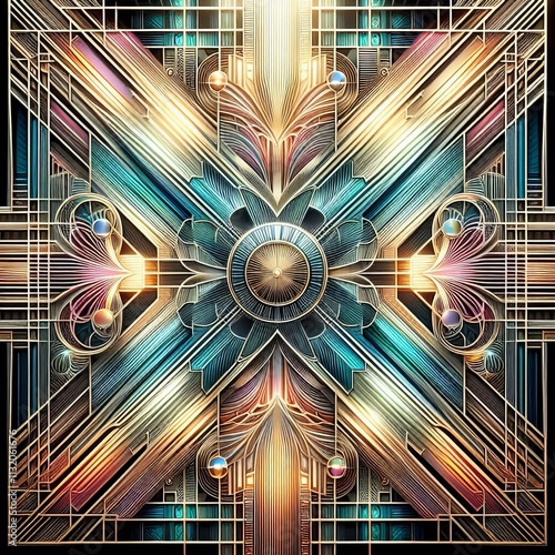 Art Deco inspired patterns and structures with holographic accen photo