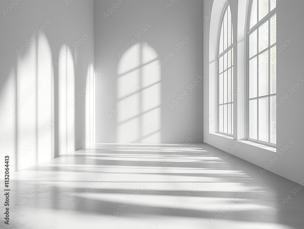 Obraz premium Minimalist Space with Beautiful Light Streaming Through Arched Windows