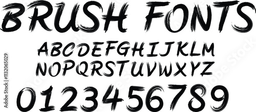 set of brush stroke letter 