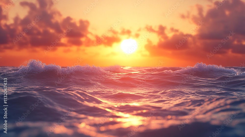Obraz premium Sunset over the Ocean: A Serene Seascape