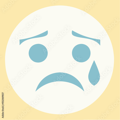 Wallpaper Mural Sad emoji illustration featuring a teardrop on a pale yellow background for emotional expression
 Torontodigital.ca