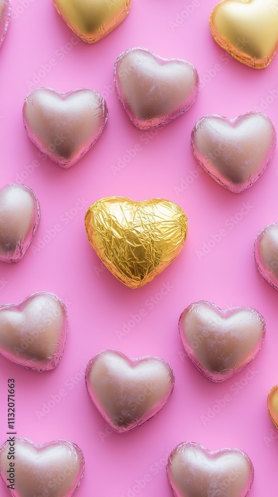 Obraz premium Heart shape of chocolate, gold heart shaped box of assorted chocolate candy,Happy Valentine Day,banner background for Love and Valentine day,copy space.