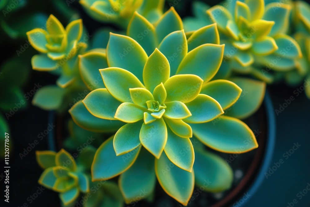 Obraz premium Vibrant succulent plant with layered green leaves.