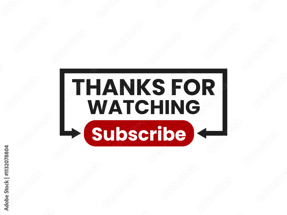 Obraz premium Thanks for watching subscribe text lettering vector on isolated white background