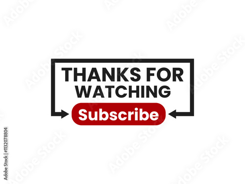 Thanks for watching subscribe text lettering vector on isolated white background